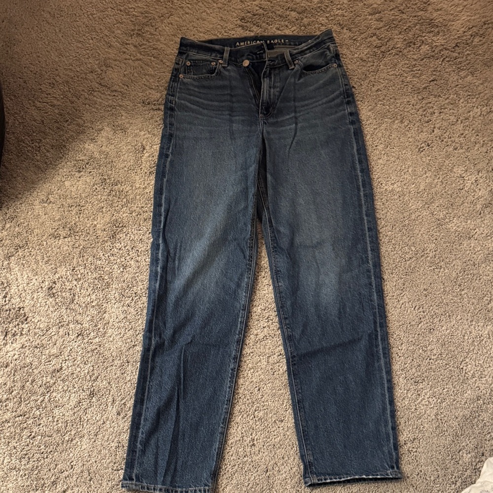 American Eagle Outfitters Women's Dark Blue Straight Leg Jeans